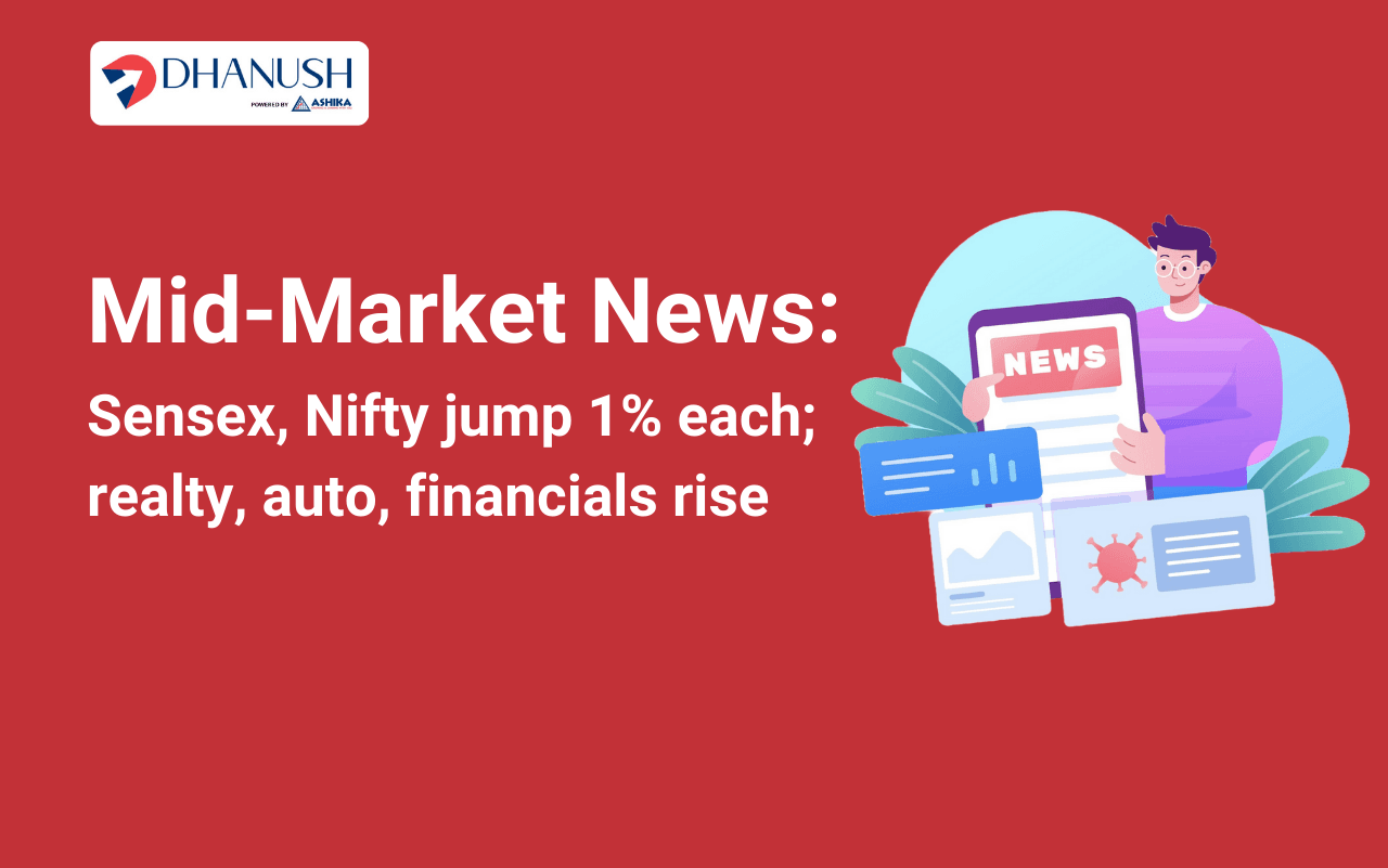 Mid-Market Update: Sensex, Nifty jump 1% each; realty, auto, financials rise (15-11-2023)