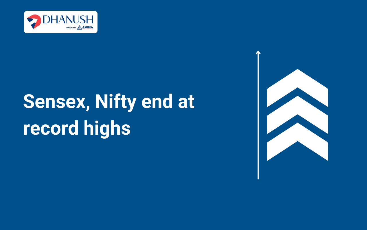 Sensex, Nifty end at record highs