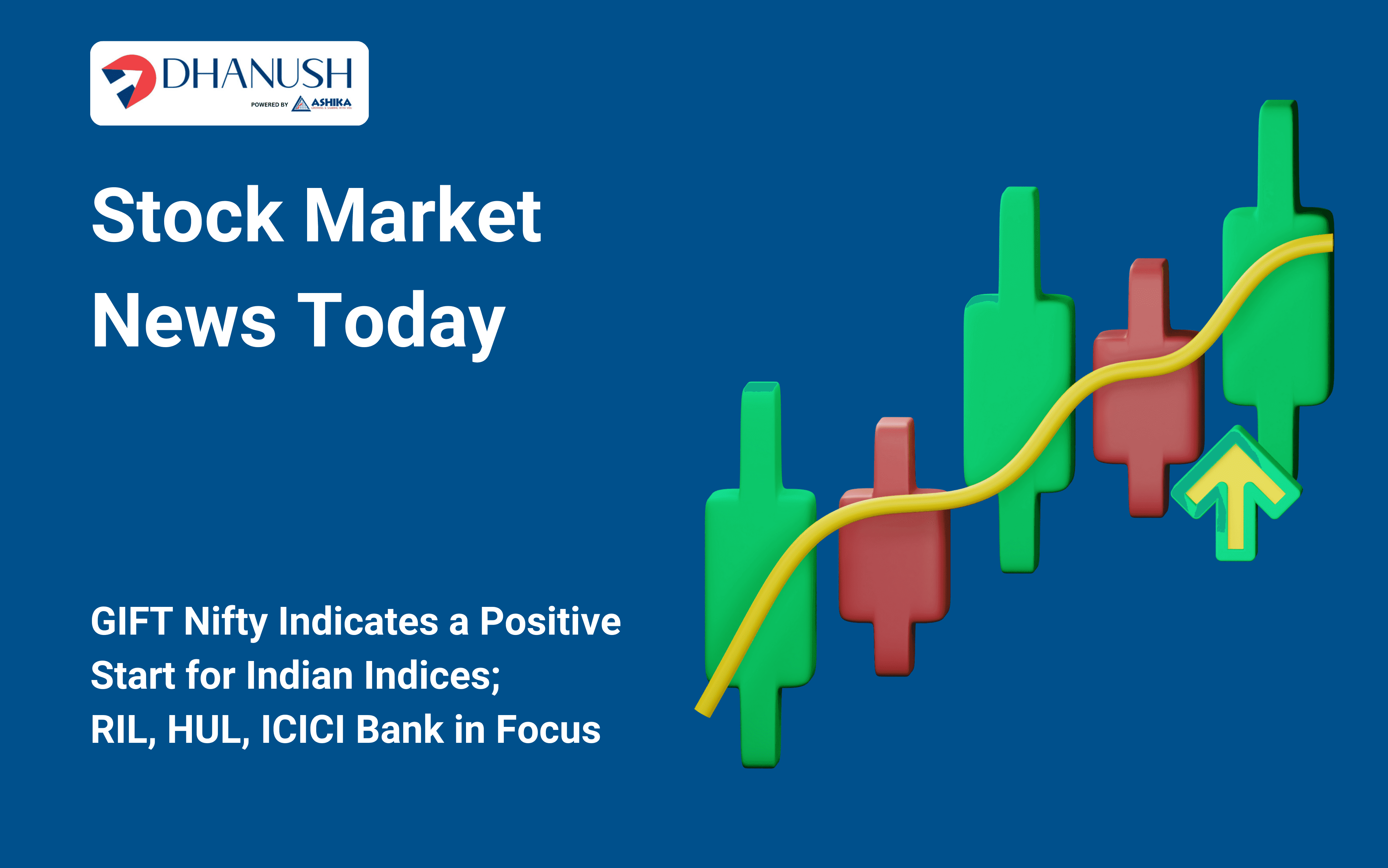 Stock Market News Today: GIFT Nifty Indicates a Positive Start for Indian Indices; RIL, HUL, ICICI Bank in Focus