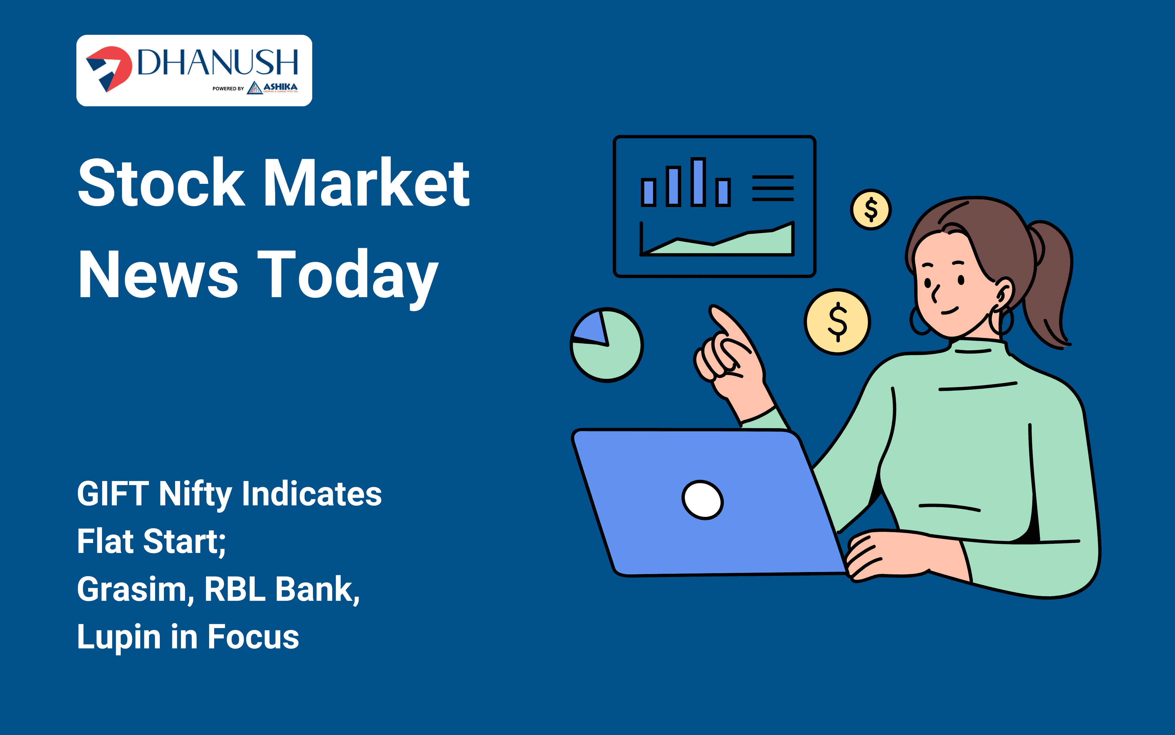 Stock Market News Today: GIFT Nifty Indicates Flat Start; Grasim, RBL Bank, Lupin in Focus