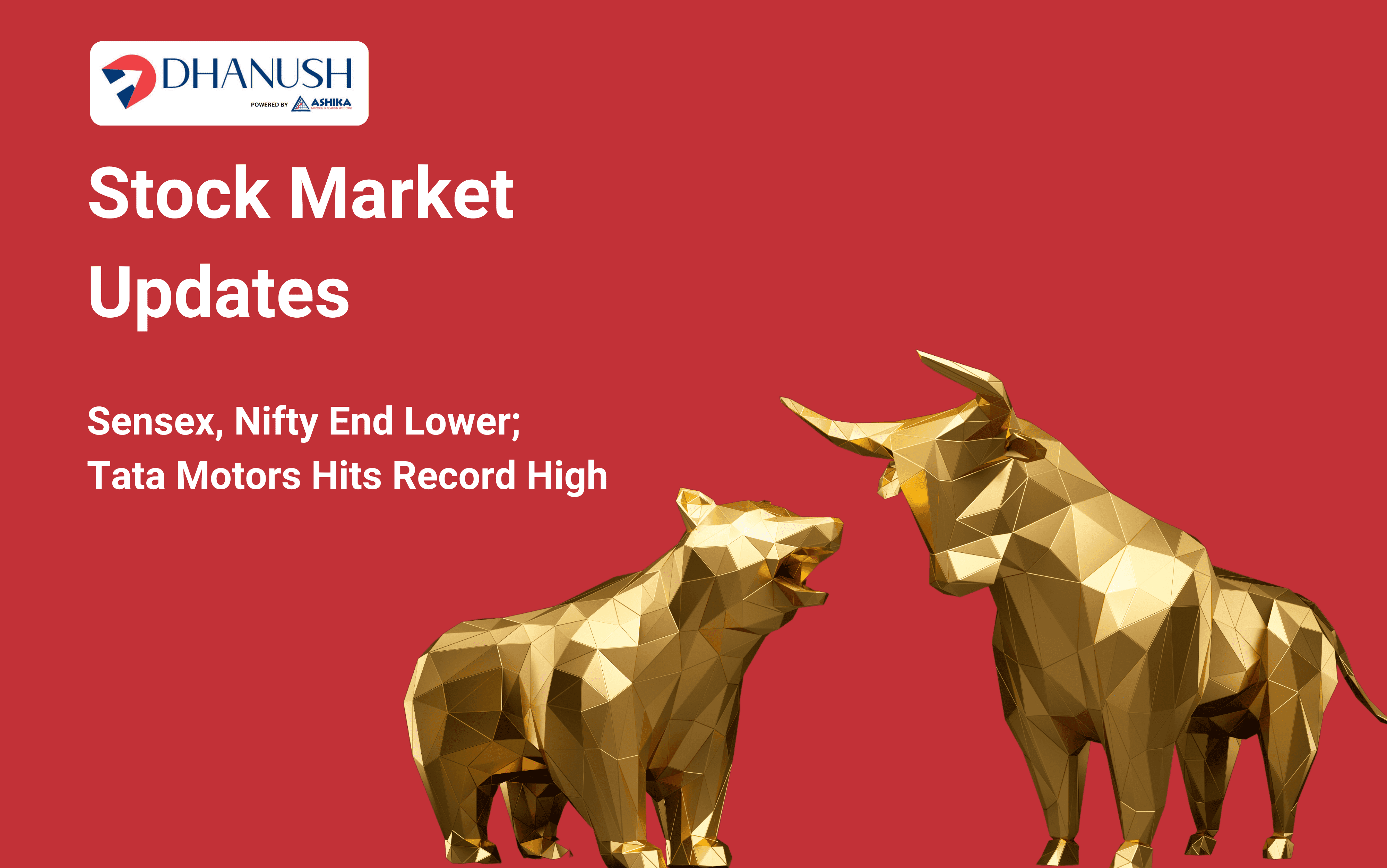 Stock Market Updates: Sensex, Nifty End Lower; Tata Motors Hits Record High