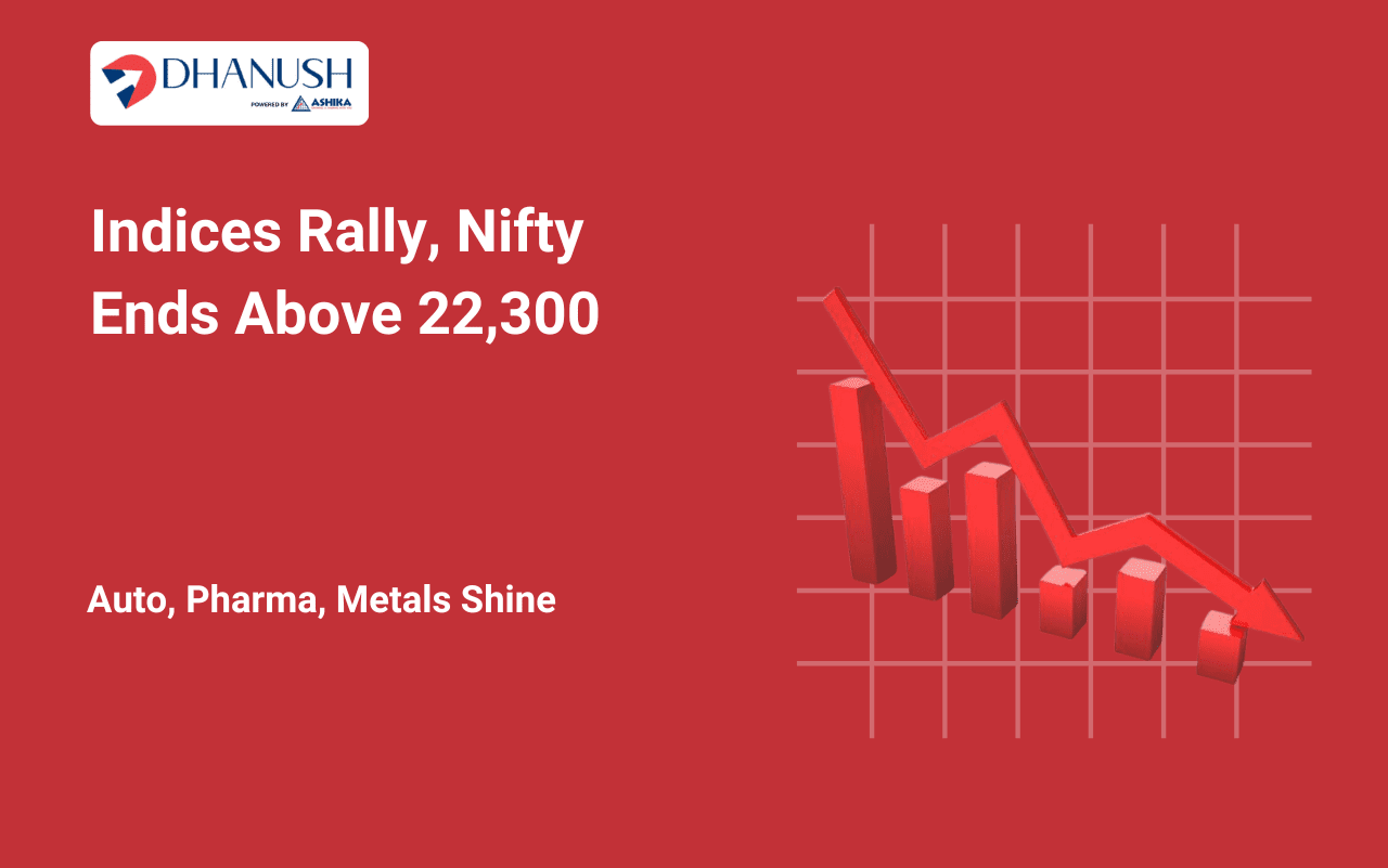 Indices Rally, Nifty Ends Above 22,300; Auto, Pharma, Metals Shine