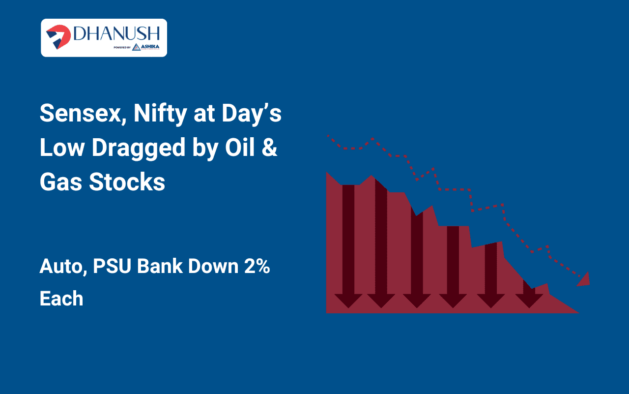Sensex, Nifty at Day's Low Dragged by Oil & Gas Stocks; Auto, PSU Bank down 2% Each