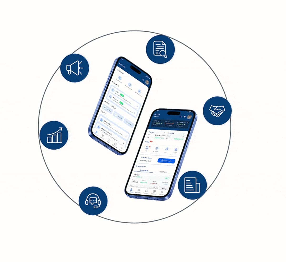Dhanush mobile app trading and investment features illustration